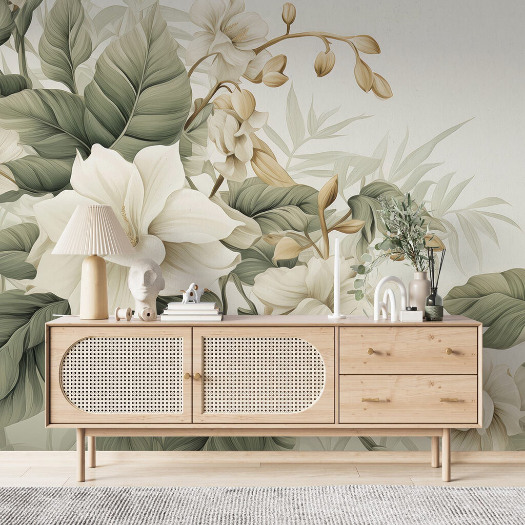 Kolibrie tussen roomwitte bloemen — interieur 2