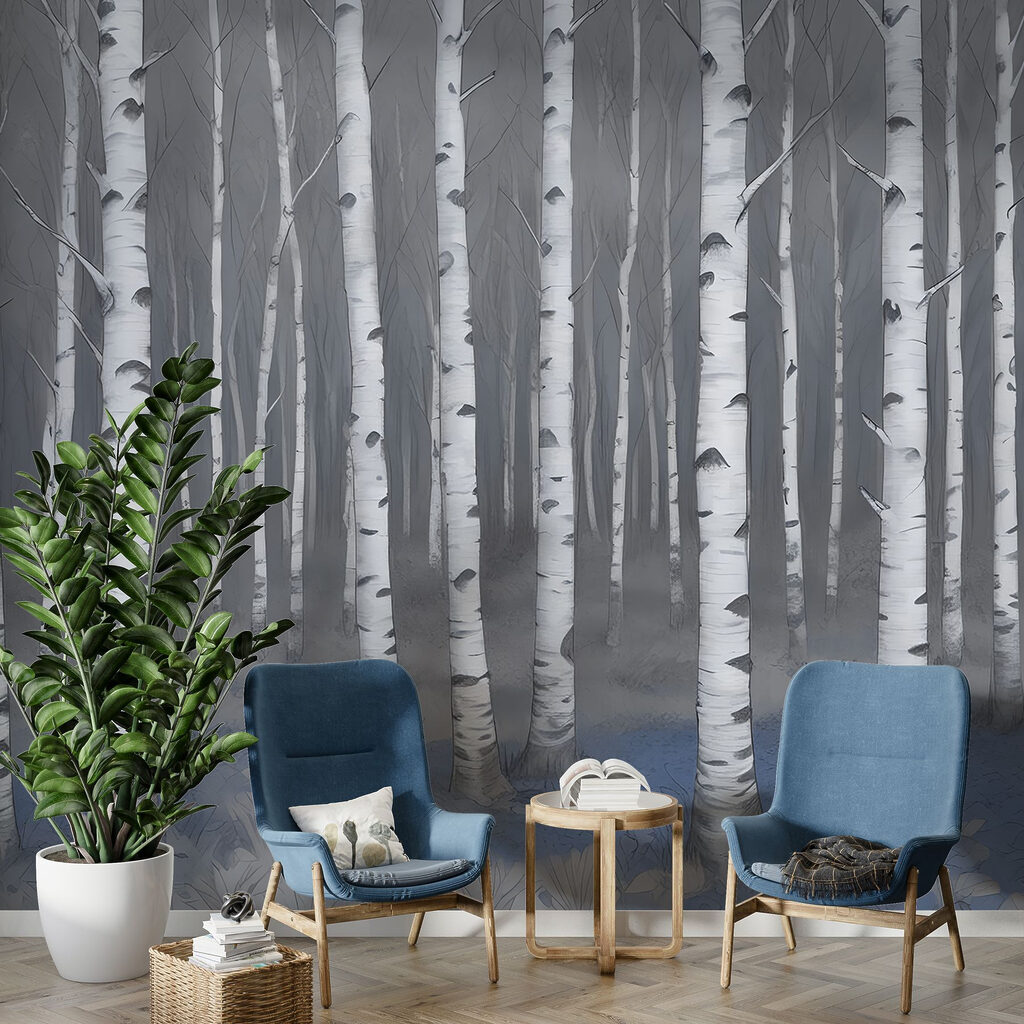 Groep bomen in een bos in een interieur