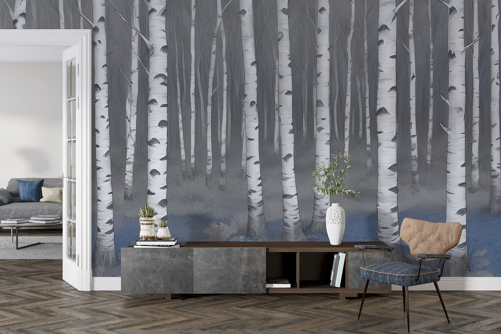 Berken langs een bosbodem — interieur 3