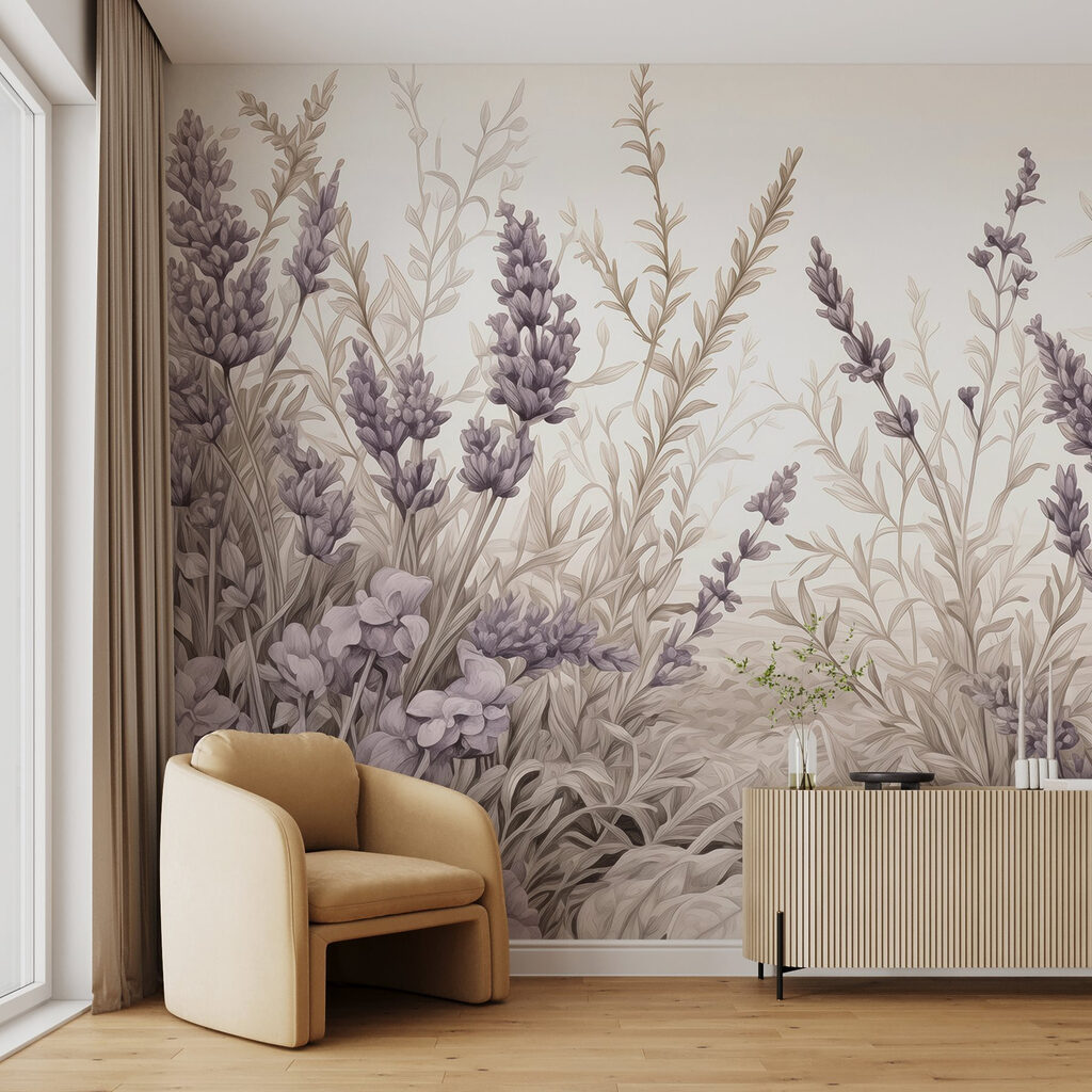 Paarse bloemen dicht bijeen — interieur 2
