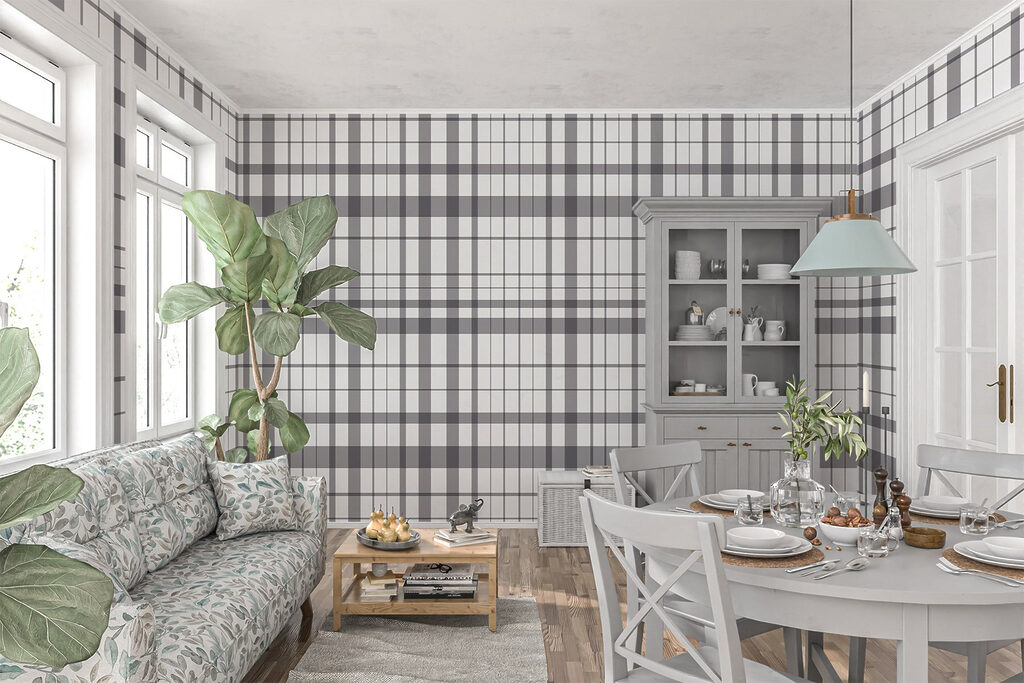 Grijze ruiten op wit — interieur 2