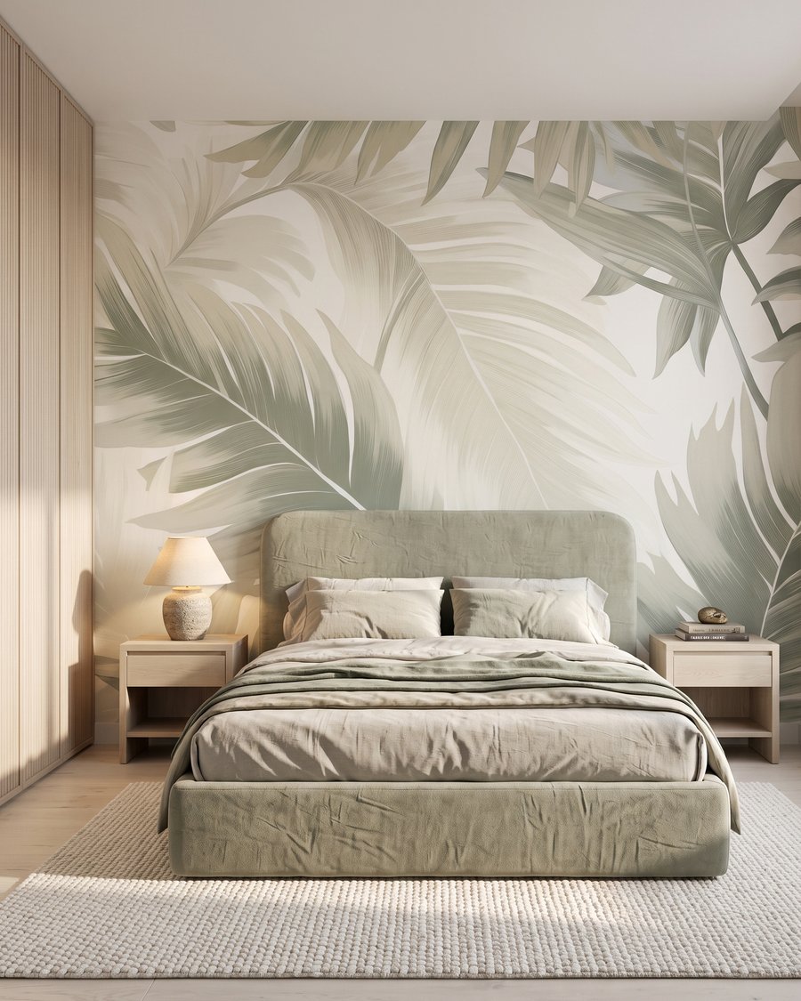 Bleke palmveren over elkaar in een interieur