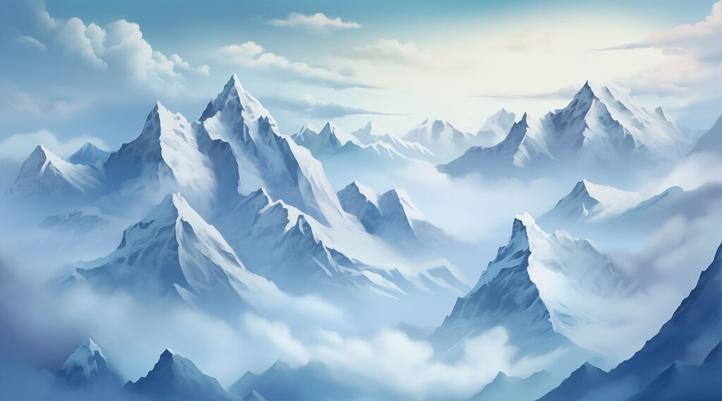 Bergketen met wolken — volledig ontwerp
