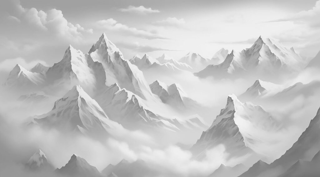 Bergketen met wolken — volledig ontwerp