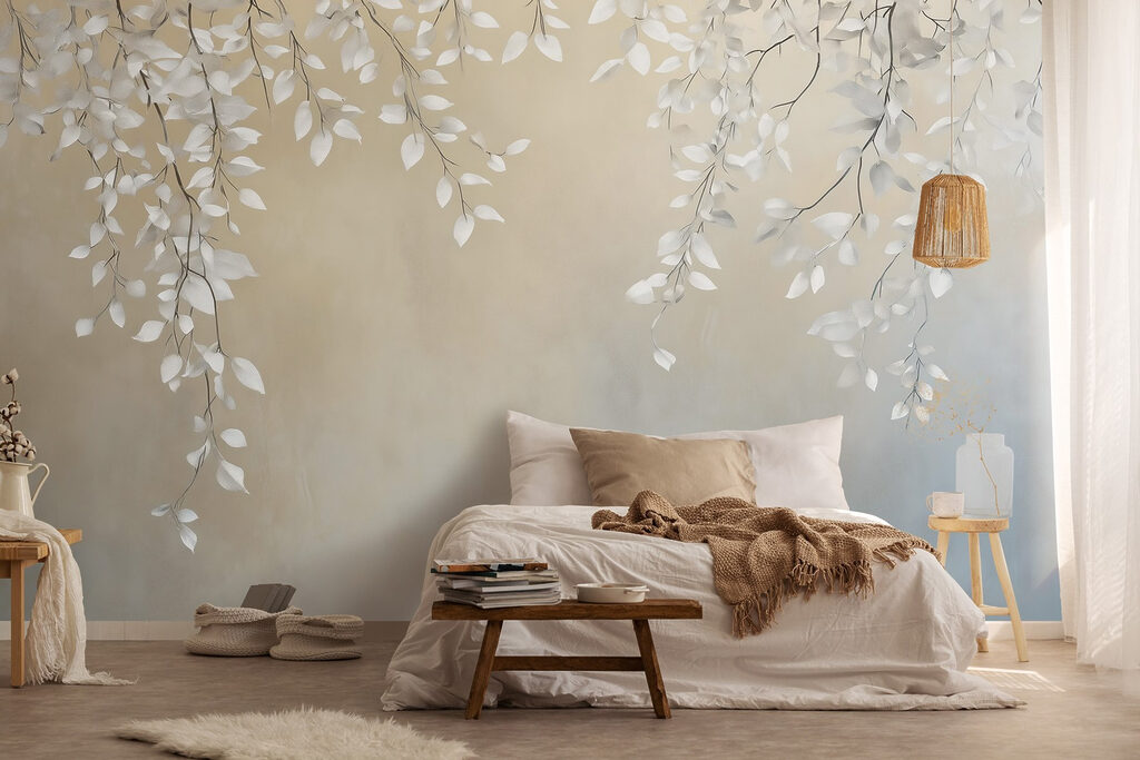 Witte bladeren hangen bovenaan — interieur 1