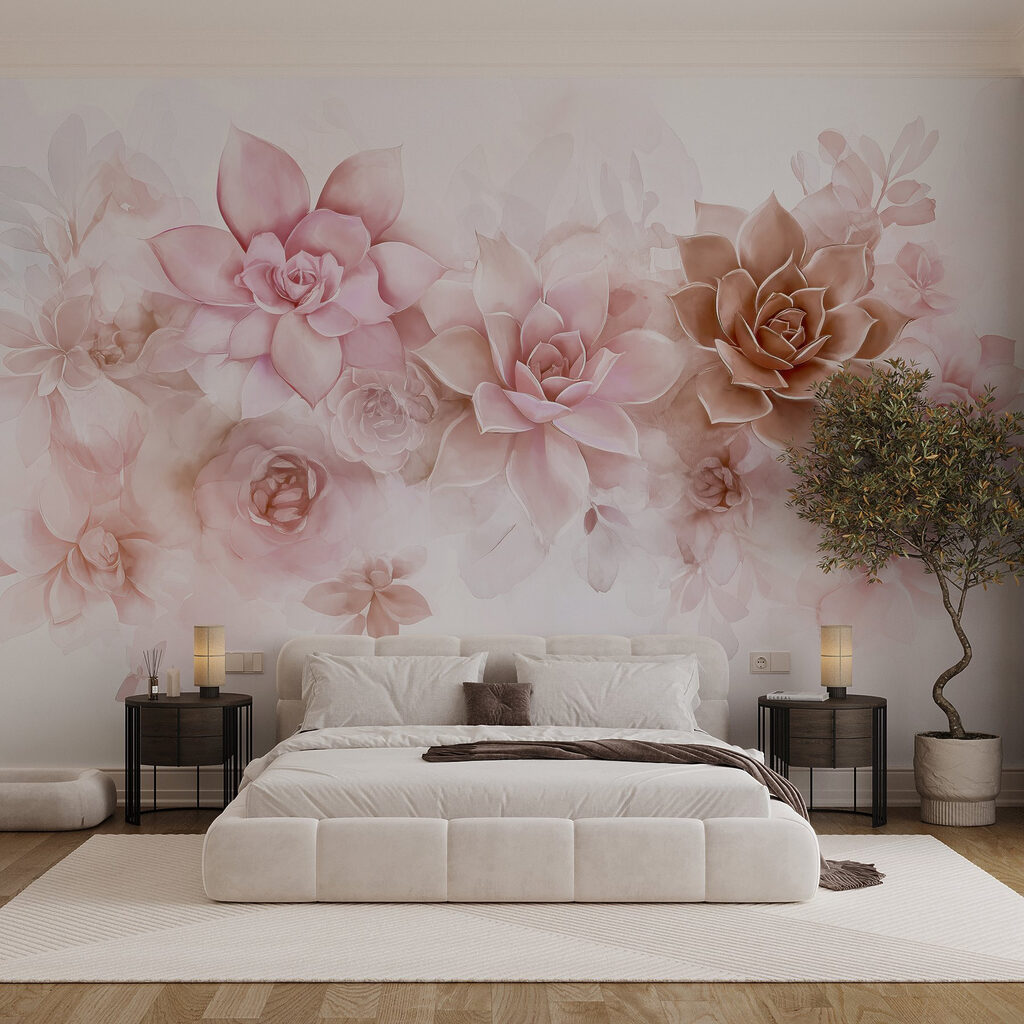 Roze bloemen als rozetten — interieur 2