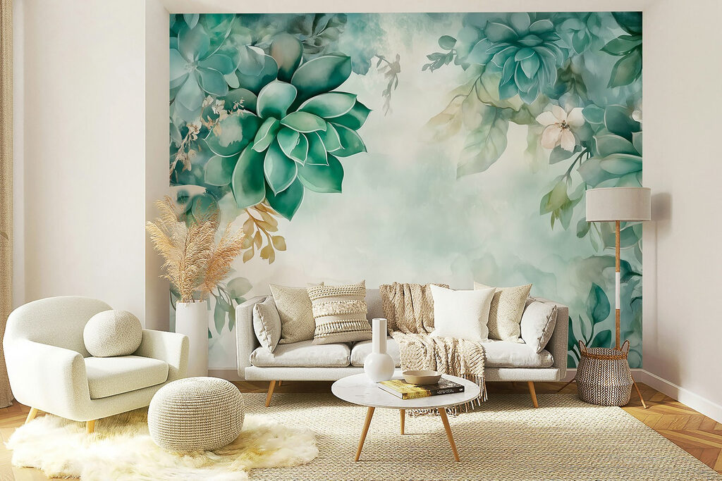Groene rozetten rondom licht — interieur 2