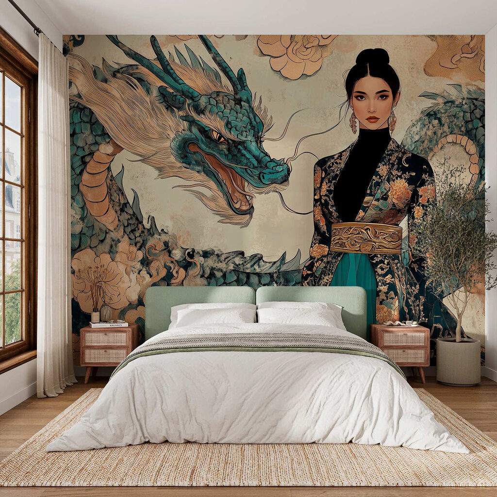 Vrouw naast een draak — interieur 2