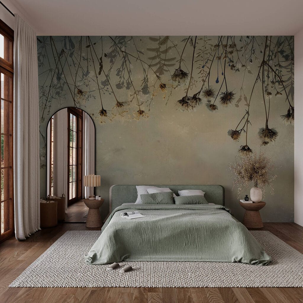 Gedroogde bloemen aan een tak — interieur 1
