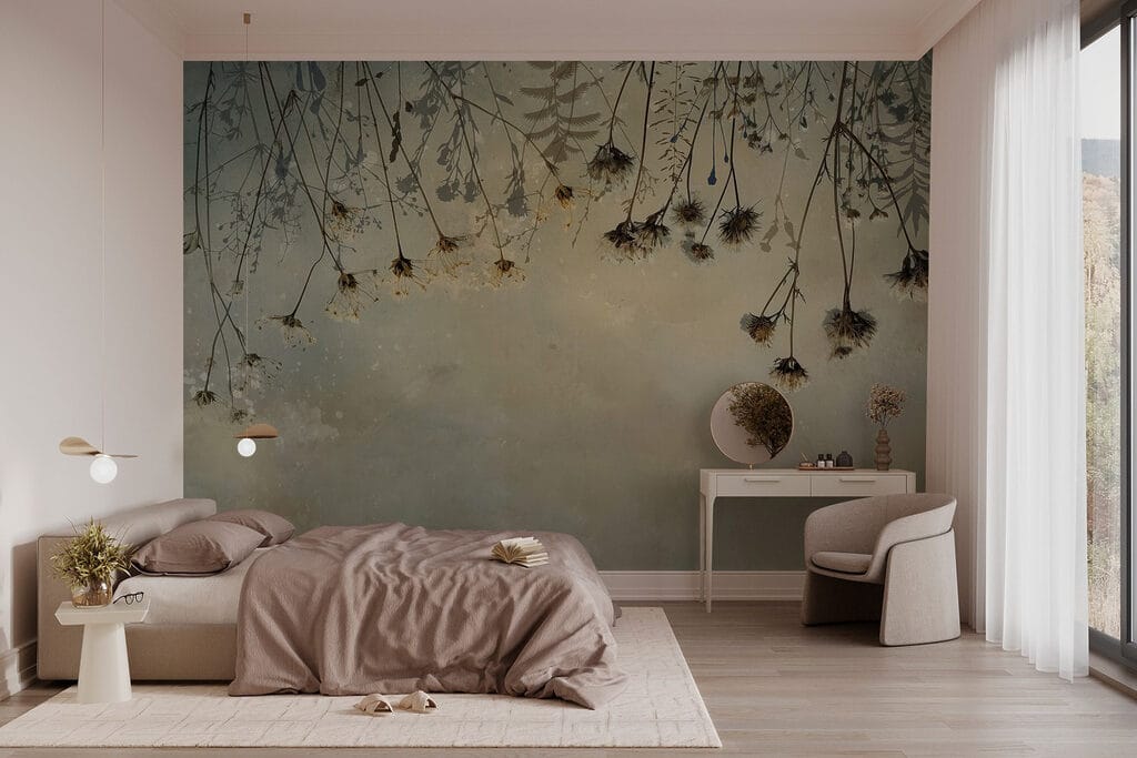 Gedroogde bloemen aan een tak — interieur 2