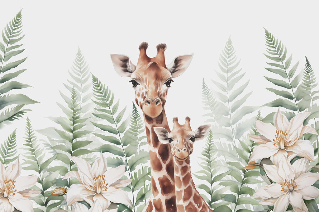 Twee giraffen tussen varens — volledig ontwerp