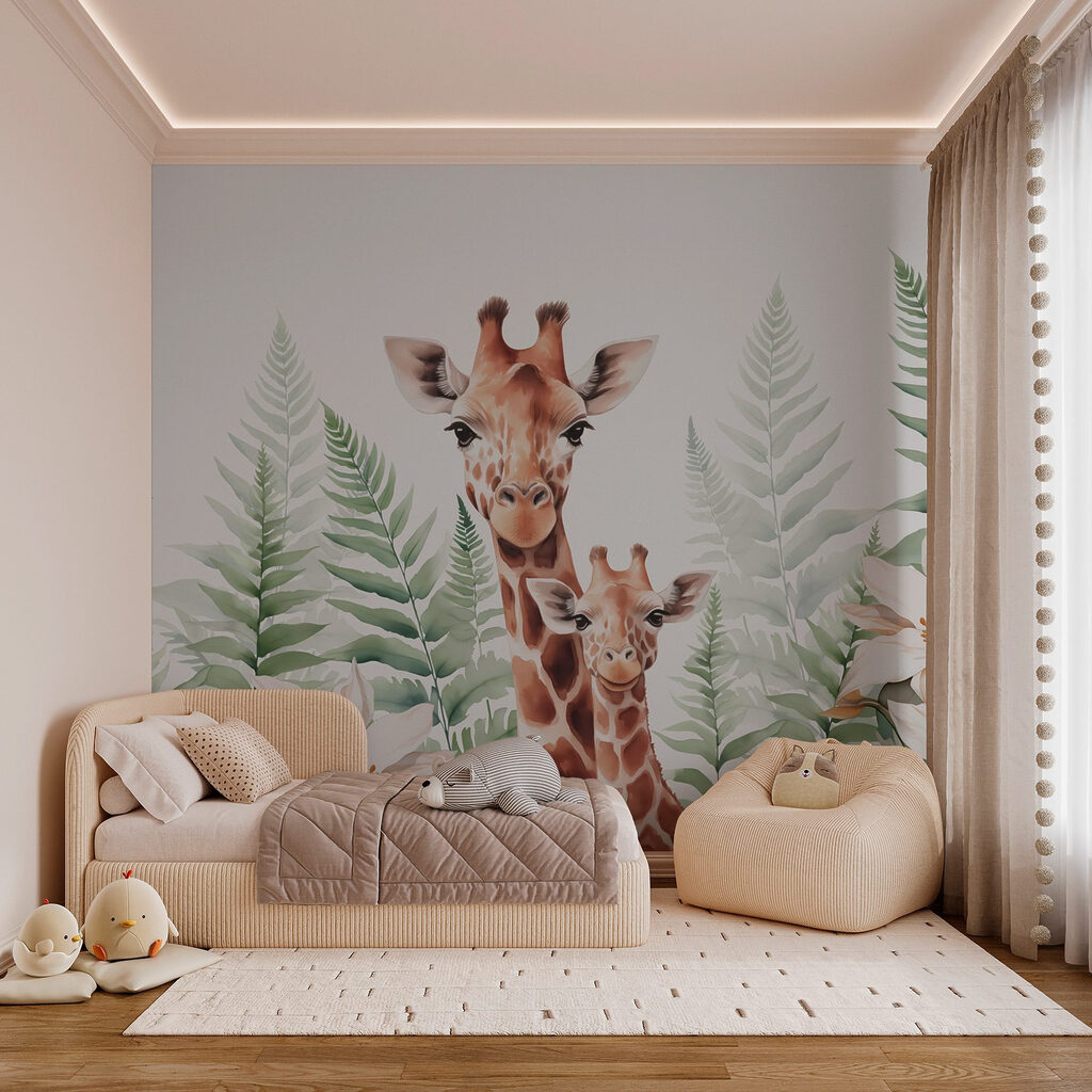 Twee giraffen tussen varens — interieur 2