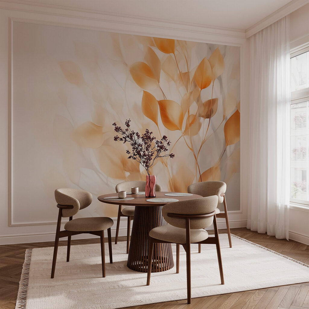Okerkleurige bladeren in tegenlicht — interieur 2
