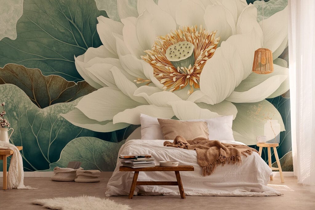 Witte lotus van dichtbij — interieur 1