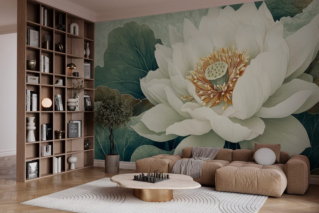 Witte lotus van dichtbij — interieur 3