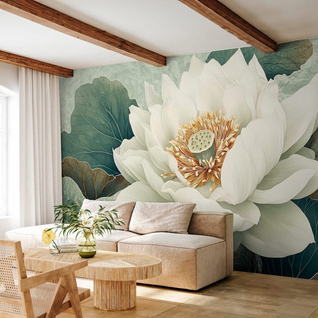 Witte lotus van dichtbij — interieur 5