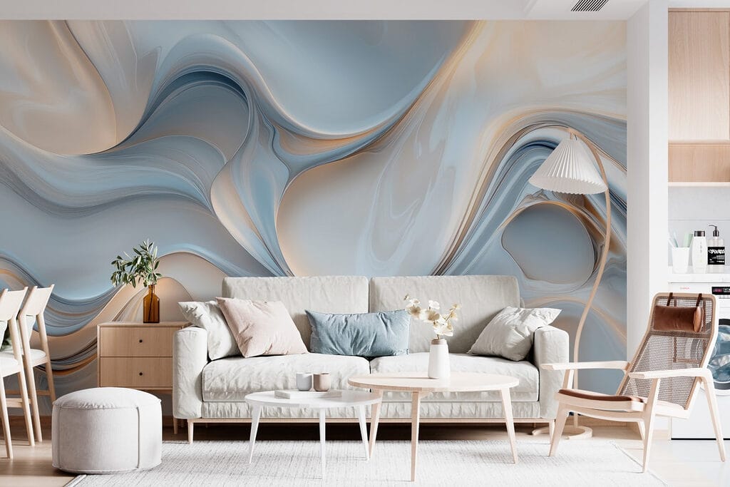 Blauwe golven met goudglans — interieur 1