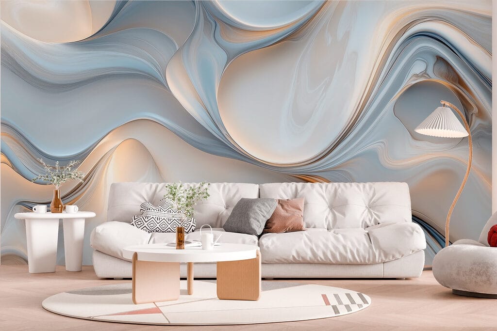 Blauwe golven met goudglans — interieur 3