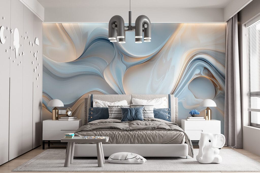 Blauwe golven met goudglans — interieur 6
