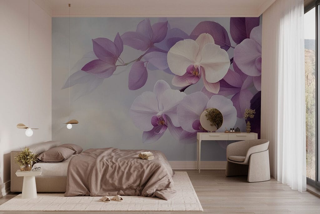 Orchideeën tussen paarse bladeren — interieur 2