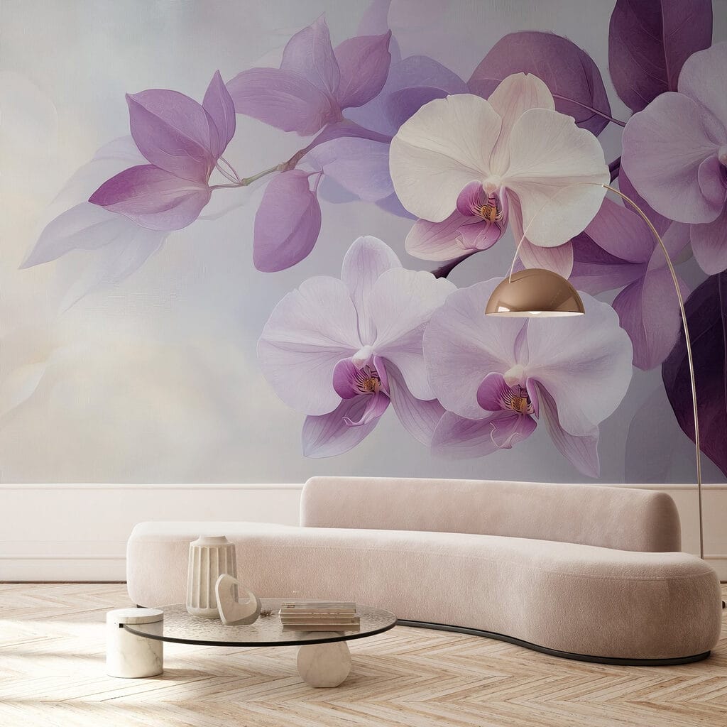 Orchideeën tussen paarse bladeren — interieur 3