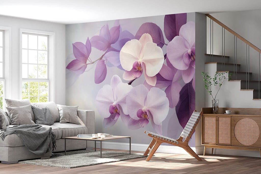 Orchideeën tussen paarse bladeren — interieur 5