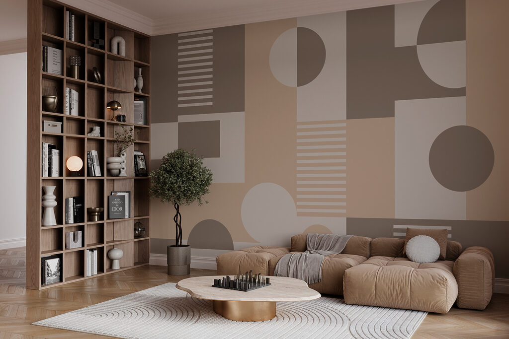 Patroon van geometrische vormen in een interieur