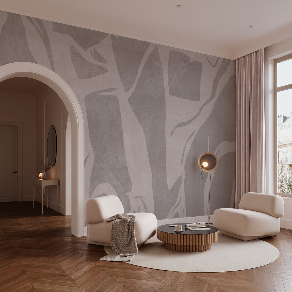 Lichte lijnen door taupe — interieur 1