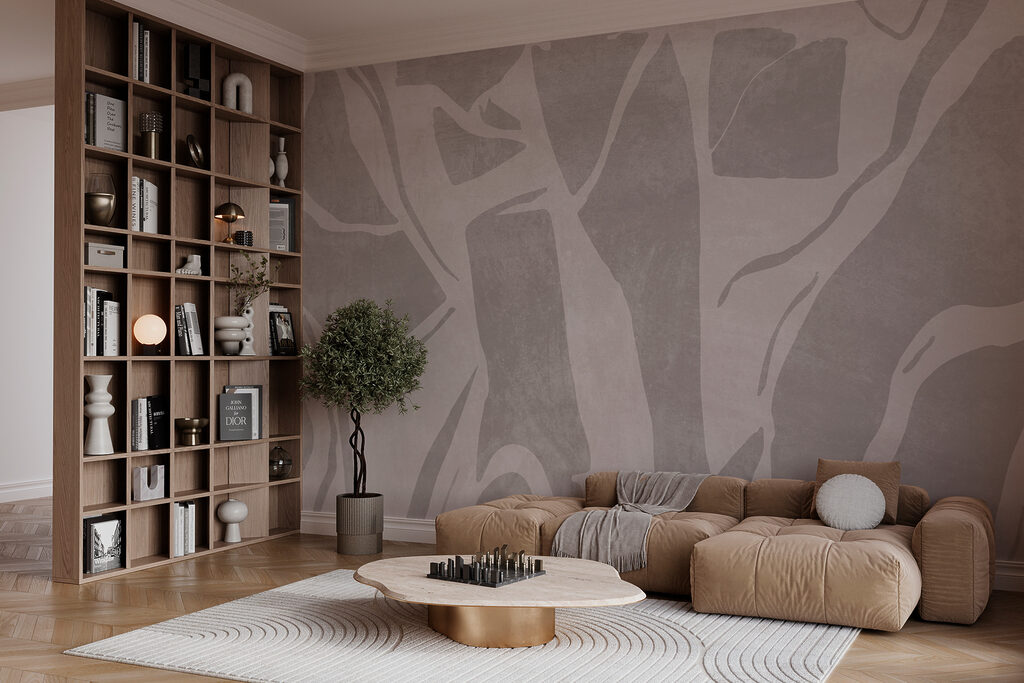 Lichte lijnen door taupe — interieur 2