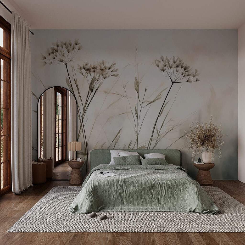 Wilde bloemen boven grashalmen — interieur 1
