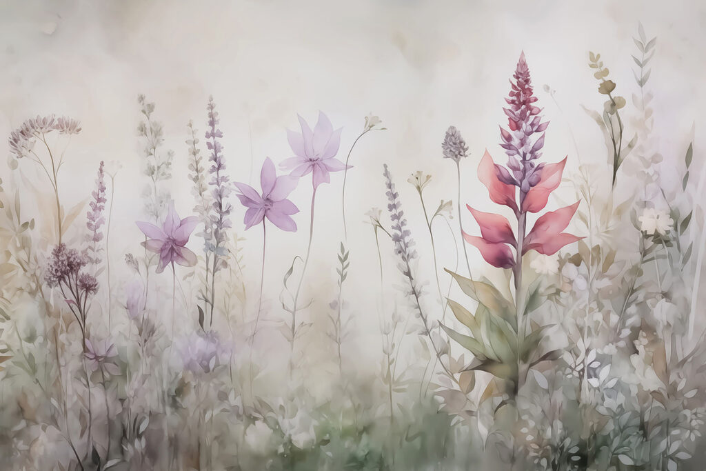 Roze bloemen in weidelicht — volledig ontwerp