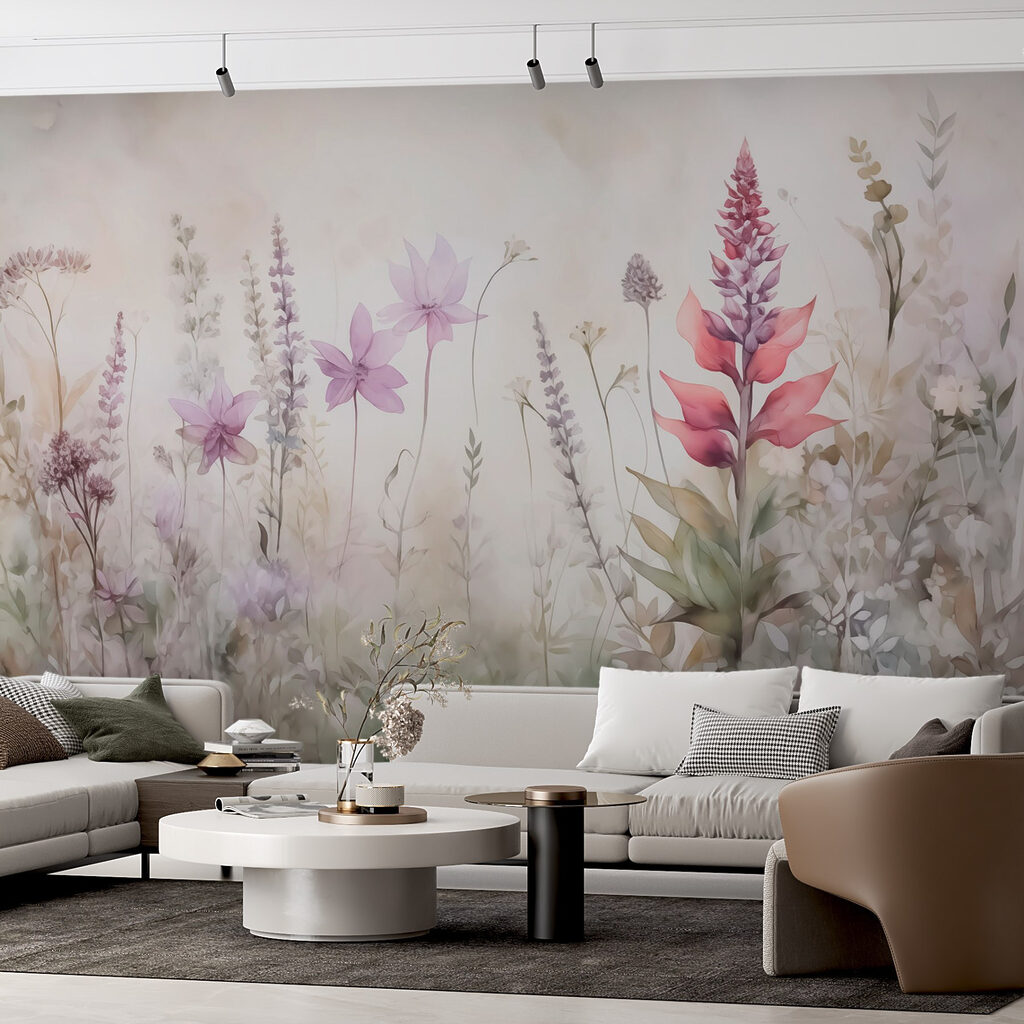 Roze bloemen in weidelicht — interieur 1