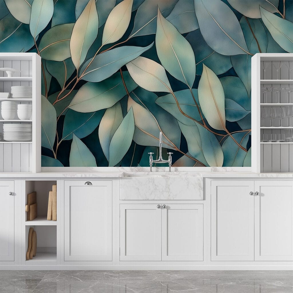 Blauwe bladeren dicht opeen — interieur 4