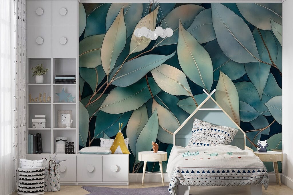 Blauwe bladeren dicht opeen — interieur 5