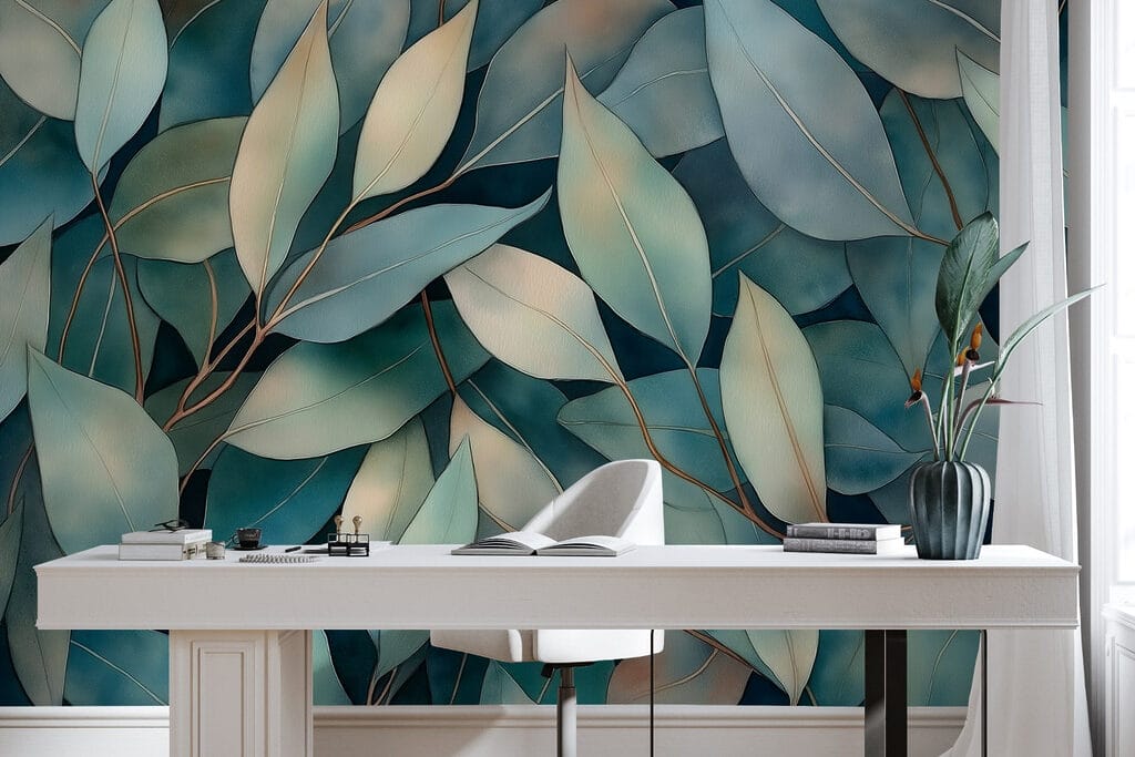 Blauwe bladeren dicht opeen — interieur 6