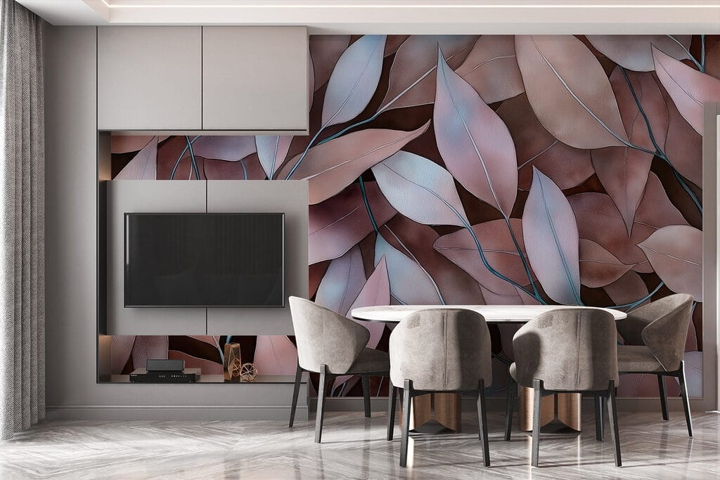 Lila blad op warmbruin — interieur 2