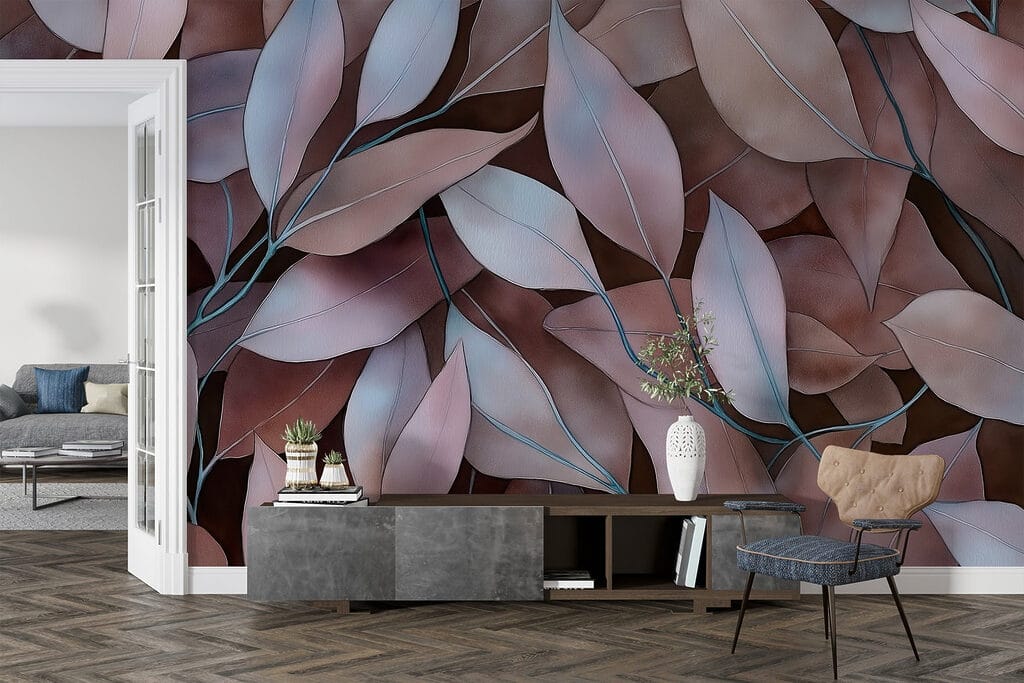 Lila blad op warmbruin — interieur 3
