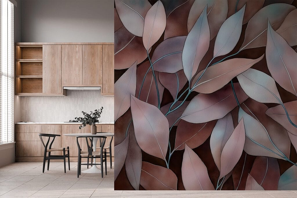 Lila blad op warmbruin — interieur 4