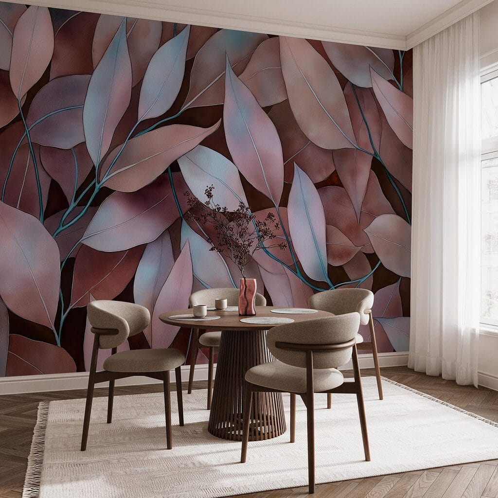 Lila blad op warmbruin — interieur 5