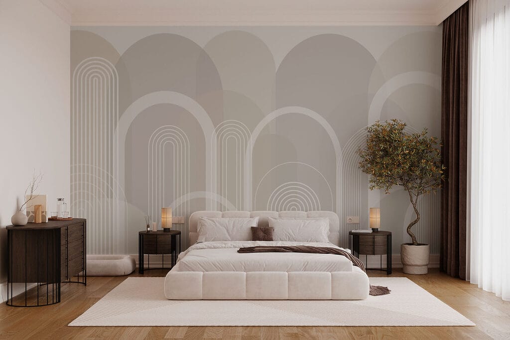 Witte en grijze achtergrond met witte lijnen in een interieur