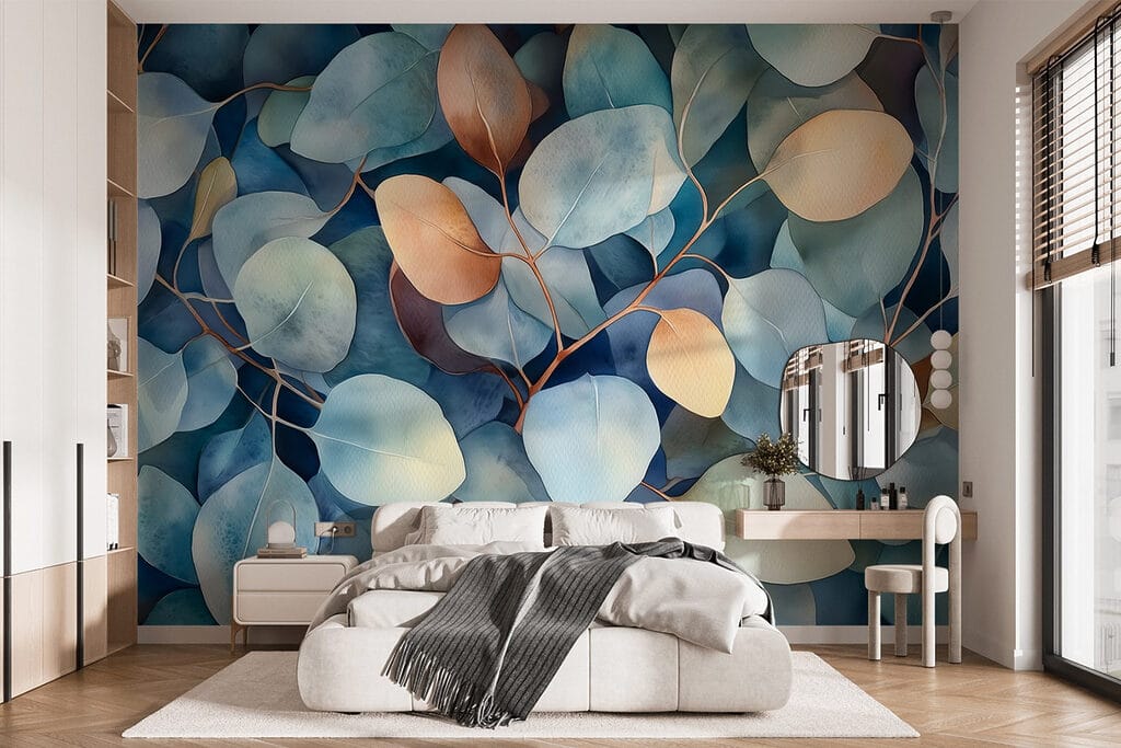 Blauwe bladeren met oker — interieur 1