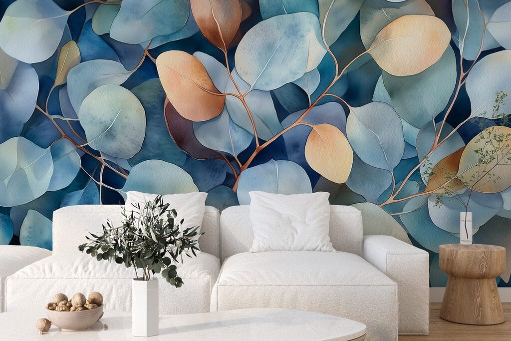 Blauwe bladeren met oker — interieur 2