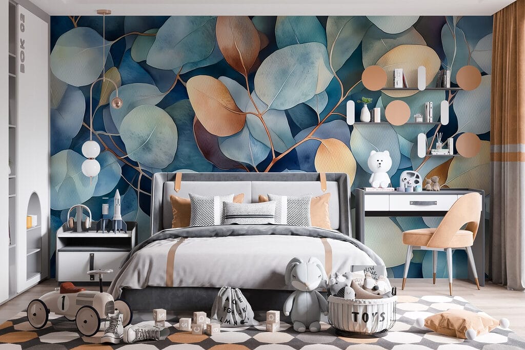 Blauwe bladeren met oker — interieur 5
