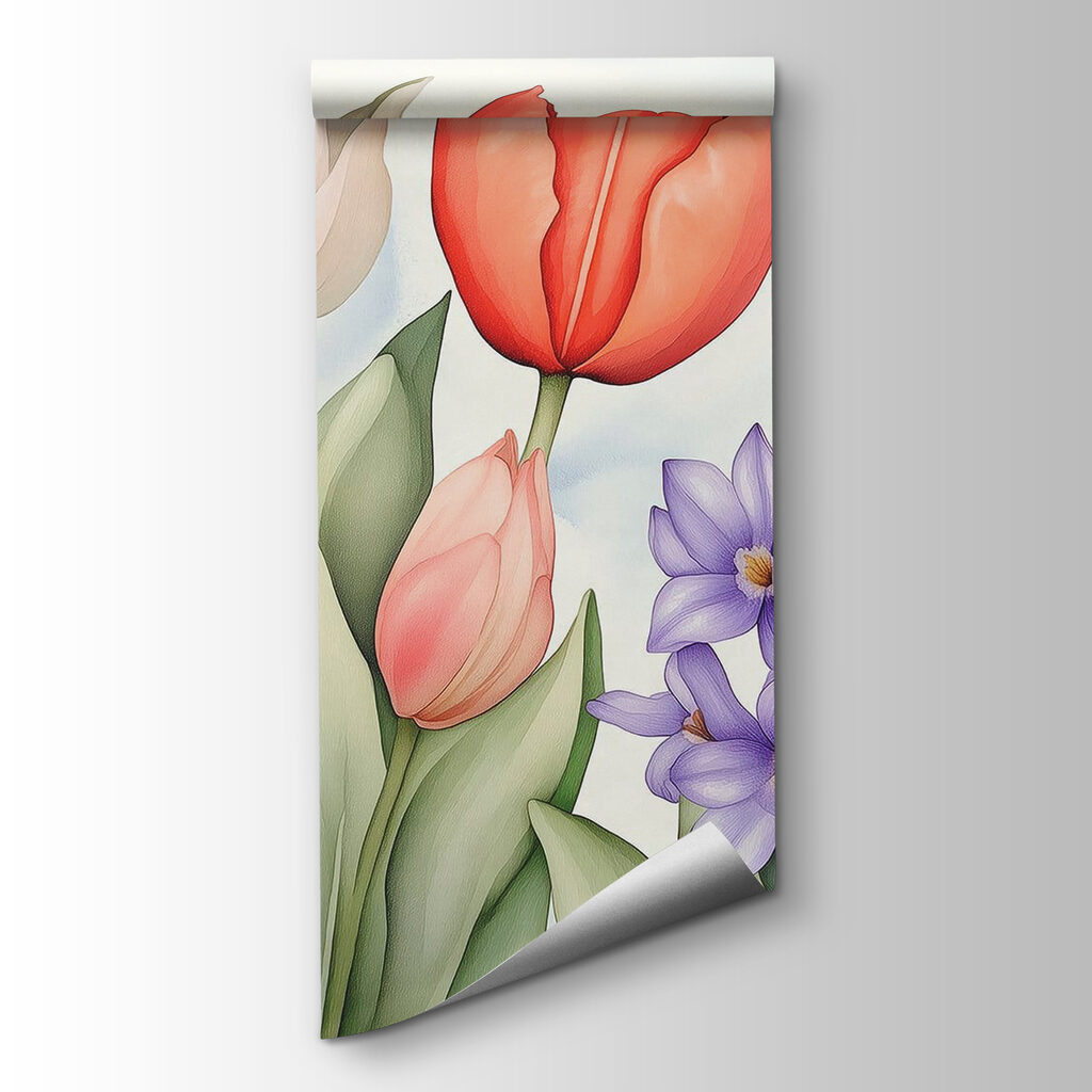 Tulpen tussen paarse bloemen — productweergave