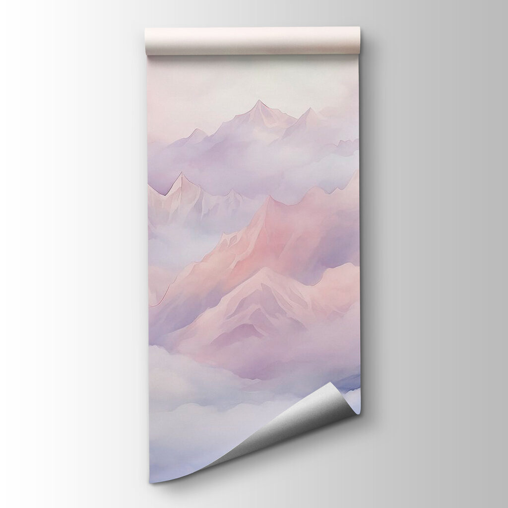 Bergen boven roze wolken — productweergave