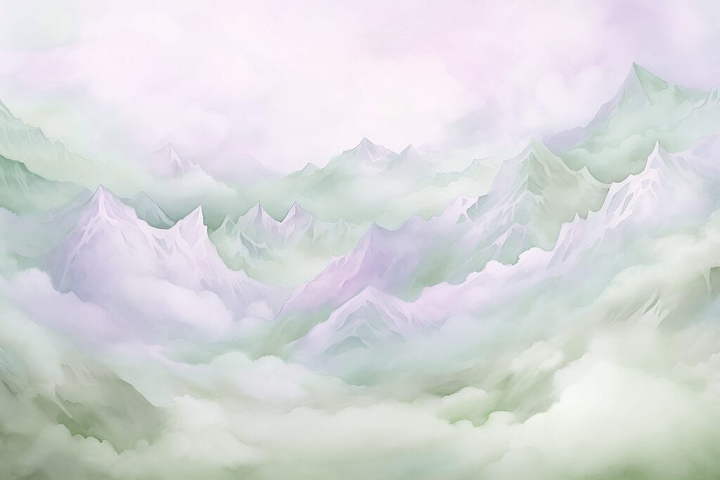 Groene en lila bergwolken — volledig ontwerp