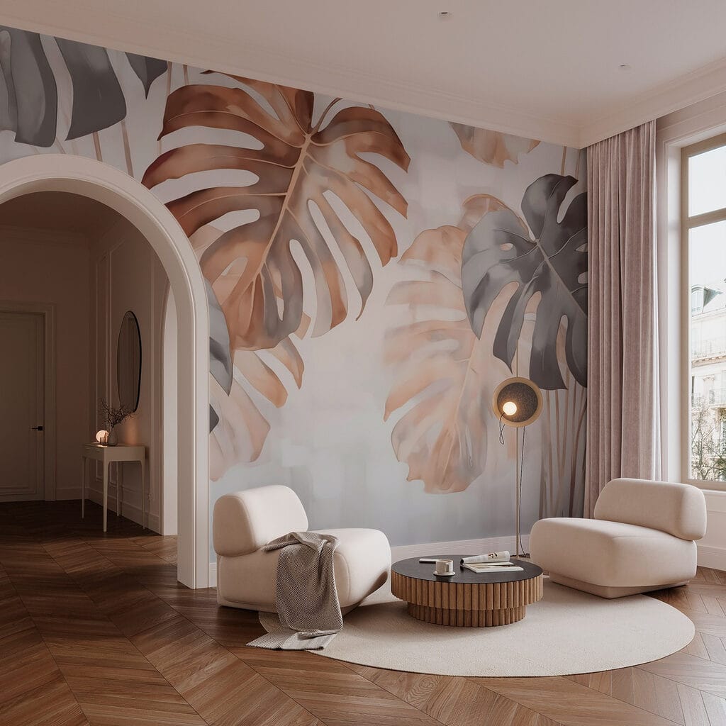 Bruine bladeren boven nevel — interieur 2