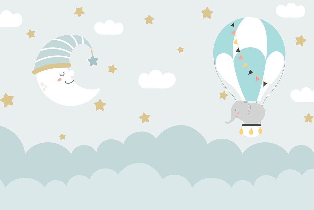Olifantje tussen maanwolken — volledig ontwerp