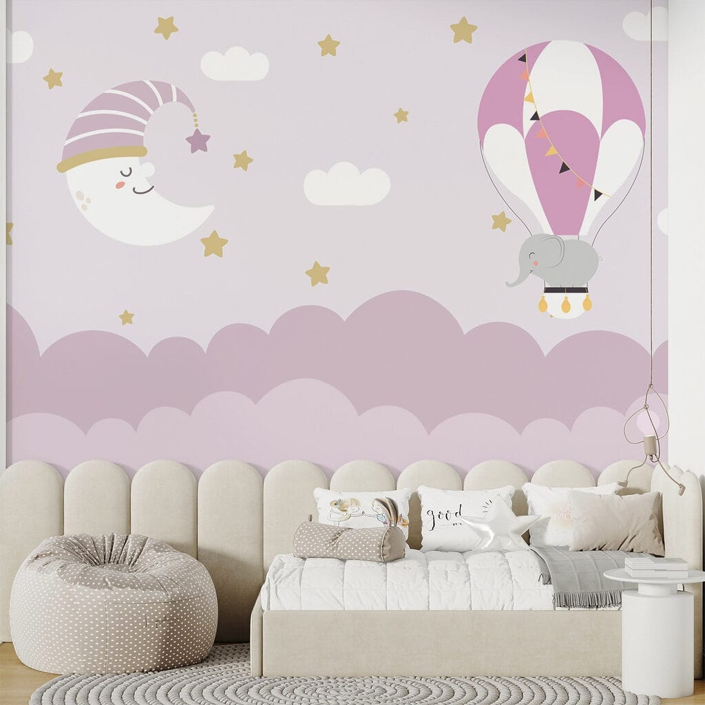 Beeldverhaal olifant en maan in een ballon — interieur 2