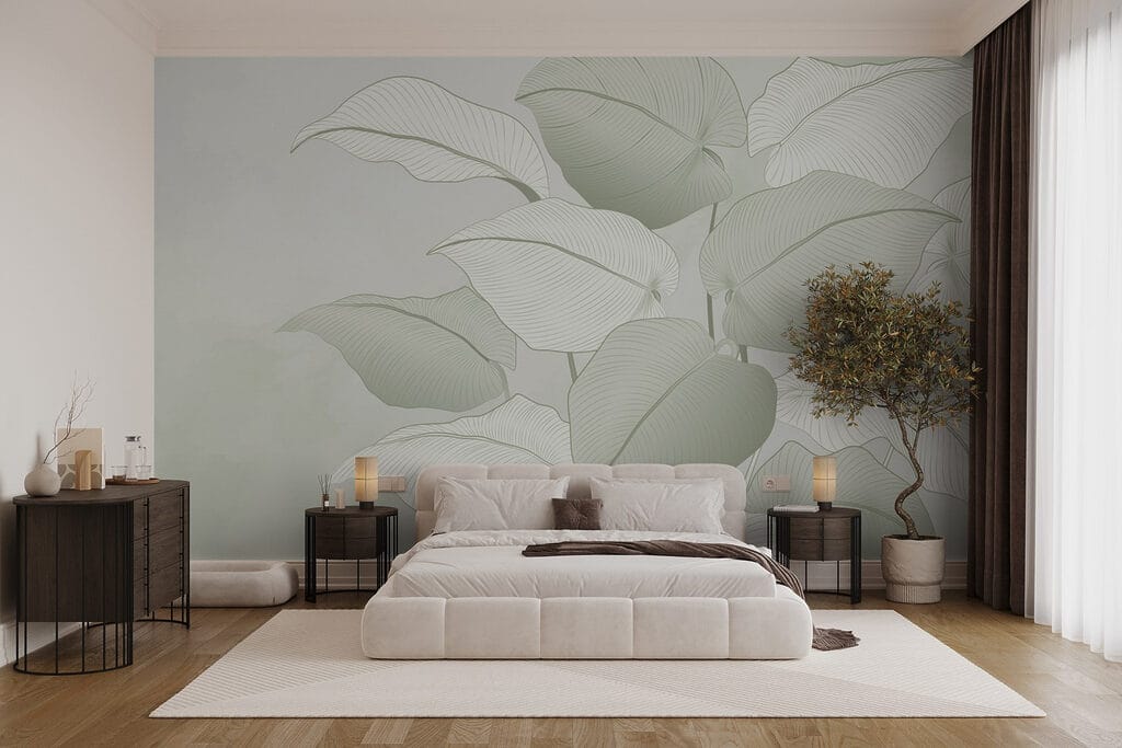 Delicate bladeren in zachte tinten in een interieur